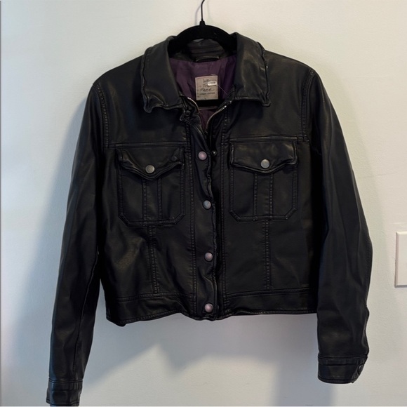 Free People Emma Black Vegan Moto Jacket - Picture 7 of 8